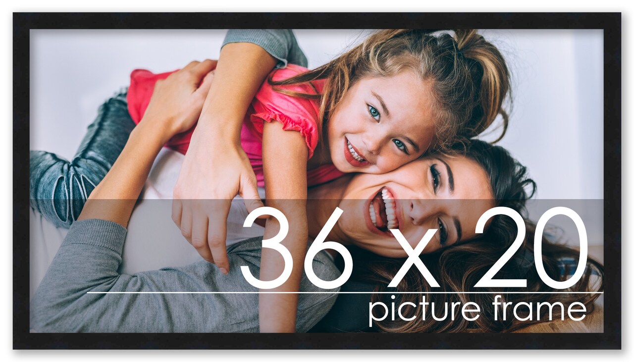 36x20 Solid Wood Picture Frame with UV-Resistant Acrylic & Acid-Free Backing, Available in 6 Finishes: Matte Black, Matte White, Metallic Bronze, Silver, Natural Wood Grain & Mahogany